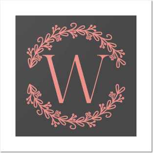 Pink Monogram Letter W Posters and Art
